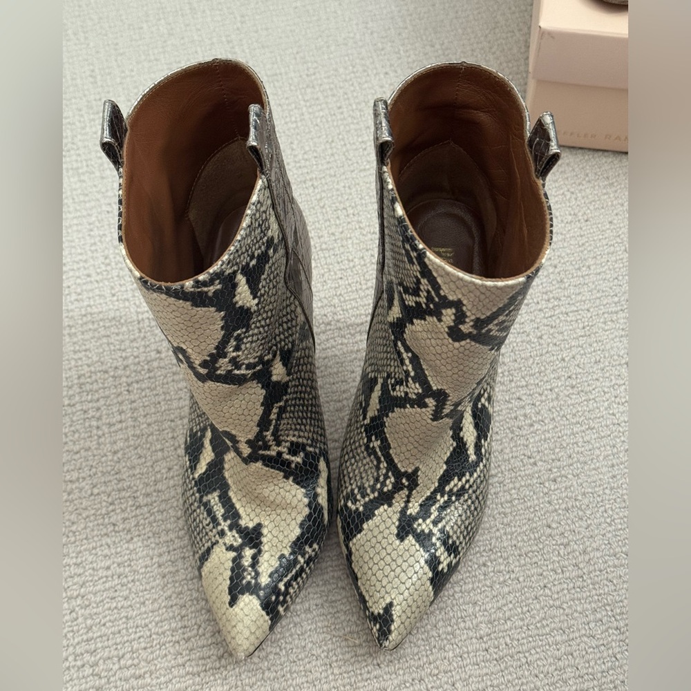 Paris Texas Black and Cream Snakeskin ankle Boots sz 37.5